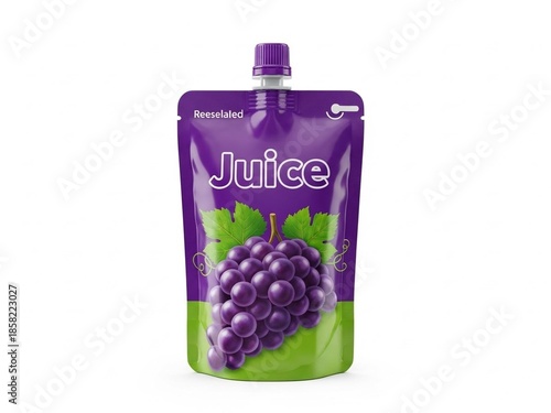 Purple juice pouch isolated on white background