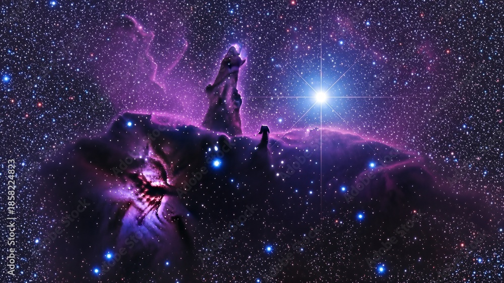 Obraz premium Majestic Deep Space Phenomenon A Dazzling Nebula Glowing with Stellar Light and Cosmic Dust