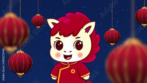 Chinese new year decoration with cute horse