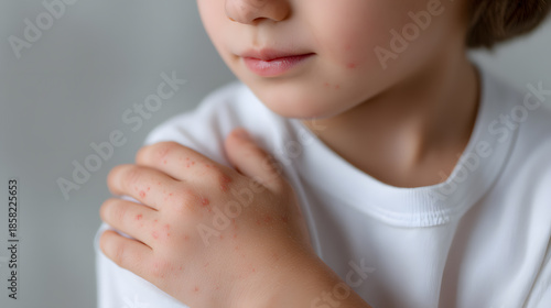 Kindred Touch: A tender close-up showcases a child's gentle touch, their soft hand resting gently, evoking a sense of calm. The simplicity of the scene highlights the beauty of human touch.