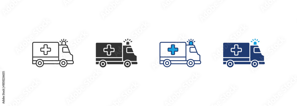 Fototapeta premium Ambulance Icon Set Multiple Style Collection