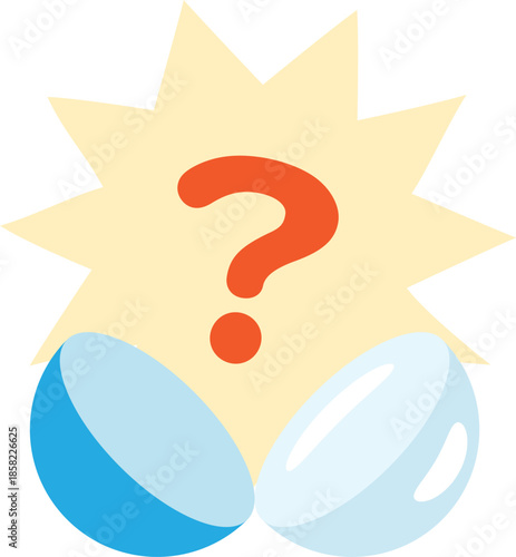 カプセルから生まれる疑問と質問の吹き出しイラスト｜考える・問いかけ・問題提起