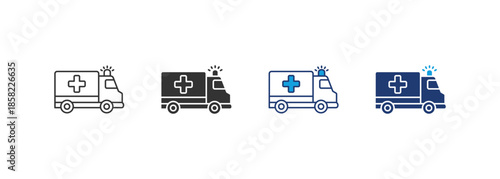 Ambulance Icon Set Multiple Style Collection