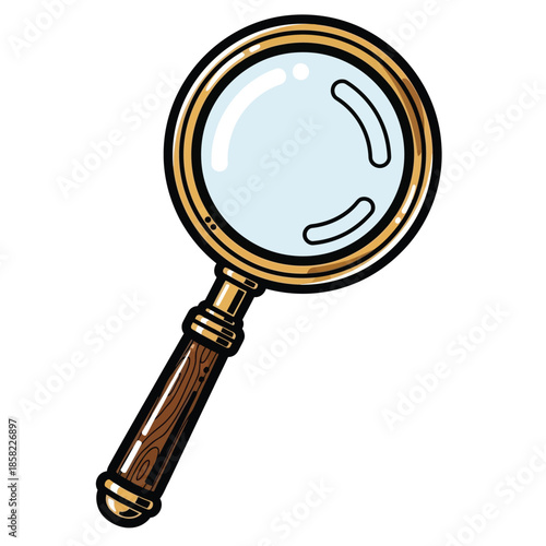 Magnifying glass with wooden handle.