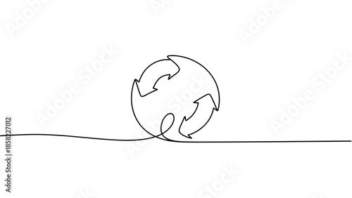 Continuous one line drawing of planet earth globe isolated on white background, minimal outline illustration symbolizing environment, sustainability, ecology and global responsibility concept 