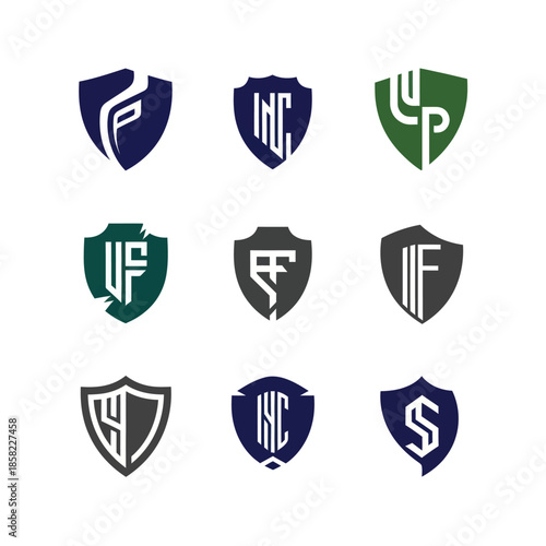 Collection of Modern Shield Logos with Monogram Letters.