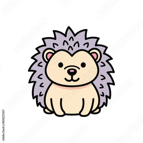 Cute Cartoon Hedgehog Character Sitting Down.