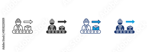 Assembly Line Icon Set Multiple Style Collection