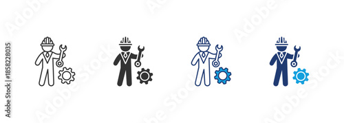 Technician Icon Set Multiple Style Collection