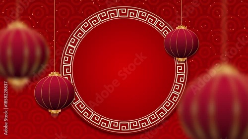 Cinematic background for Chinese New Year with lanterns