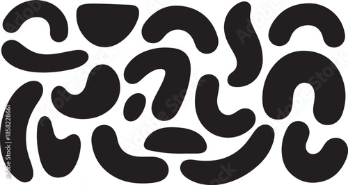 A grayscale graphic set featuring vector elements and a distinct silhouette