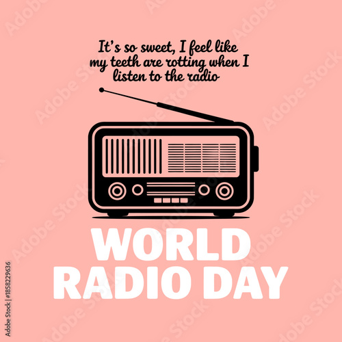 Celebrating world radio day with vintage radio illustration