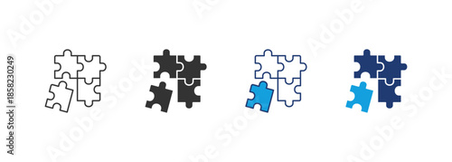 Puzzle Icon Set Multiple Style Collection