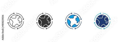 Around The Earth Icon Set Multiple Style Collection