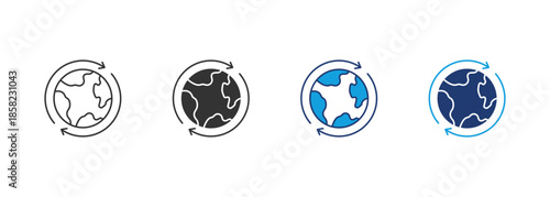 World Icon Set Multiple Style Collection