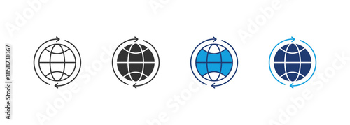 Globalization Icon Set Multiple Style Collection