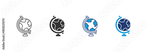Globe Icon Set Multiple Style Collection
