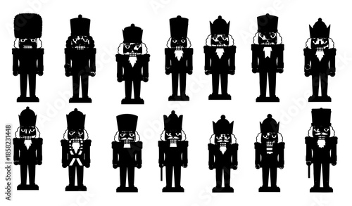 Christmas nutcracker toy soldiers vector illustration collection in classic holiday style