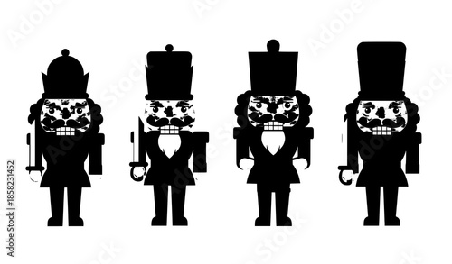 Cute traditional nutcracker soldier cartoon vector set for Christmas decoration isolated on white