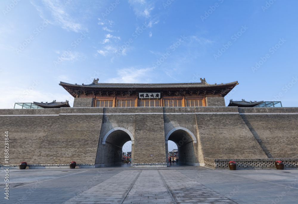 Fototapeta premium Zhengding Ancient Gate Tower, Shijiazhuang, China - Historic Architecture