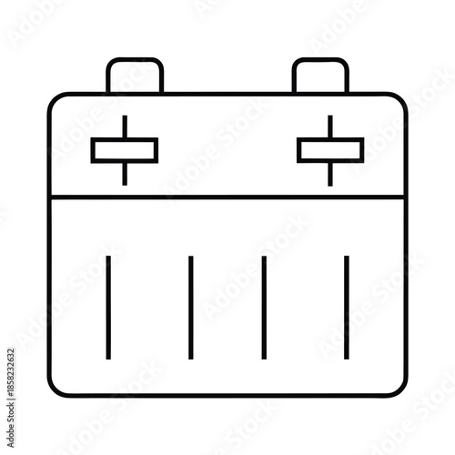 A simple line drawing of a battery icon is presented in black and white.