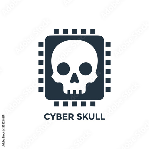 Cyber Skull Microchip Logo Tech Hardware & AI Mascot