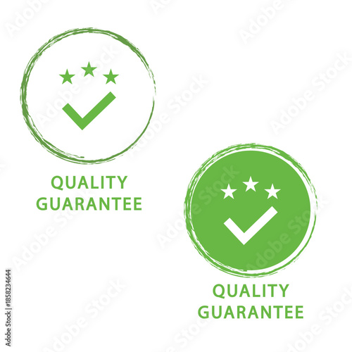 Green Quality Guarantee Badge with Checkmark and Stars