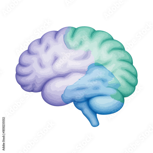 Abstract Watercolor Brain Icon for Psychology and Mental Wellness