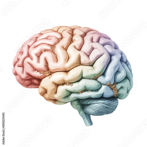 Premium Watercolor Brain Icon for Mental Health and Neurology