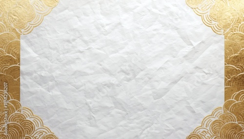 伝統的な日本の新年の背景素材、金箔と和紙のメッセージボード。