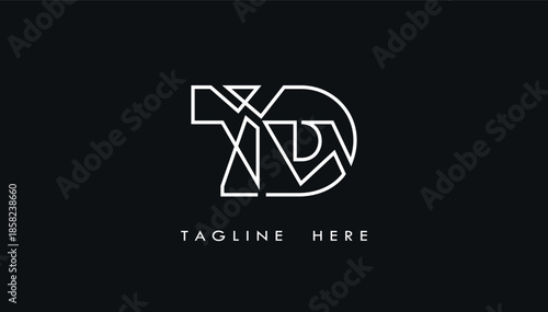 creative modern stylish connected alphabet letter td logo design