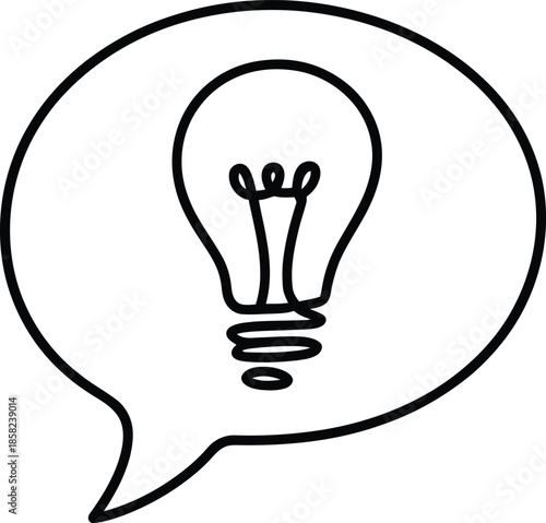 Light bulb inside speech bubble, symbol for idea, innovation, and communication Vector
