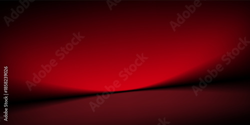 Red studio background. Abstract limbo podium studio room. Dark red gradient wall floor and spotlight scene. Showcase, promotion display. Vector illustration