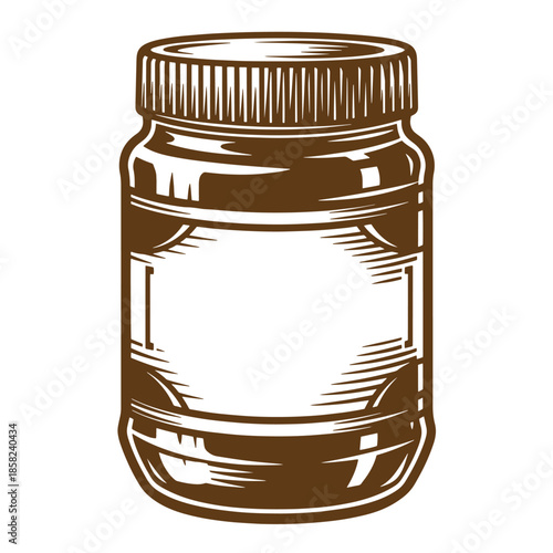 Vintage Brown glass jar with screw on lid for storing food or spices  illustration