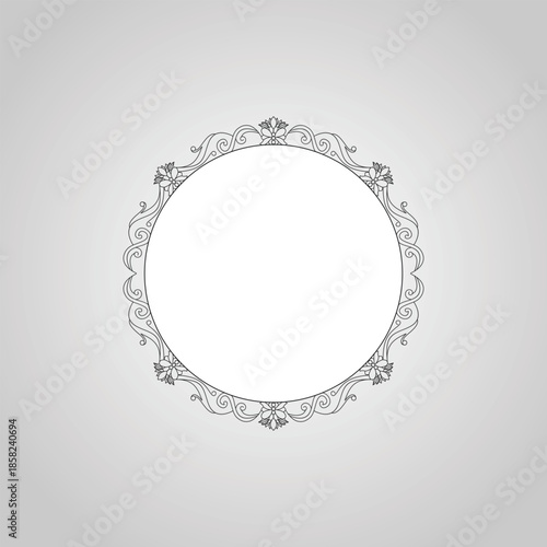  Floral Ornament Round Frame Vector