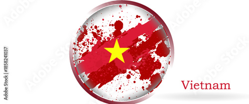Brush painted grunge flag of Vietnam country. Hand drawn flag style of Vietnam. Creative brush stroke abstract concept brush flag background.