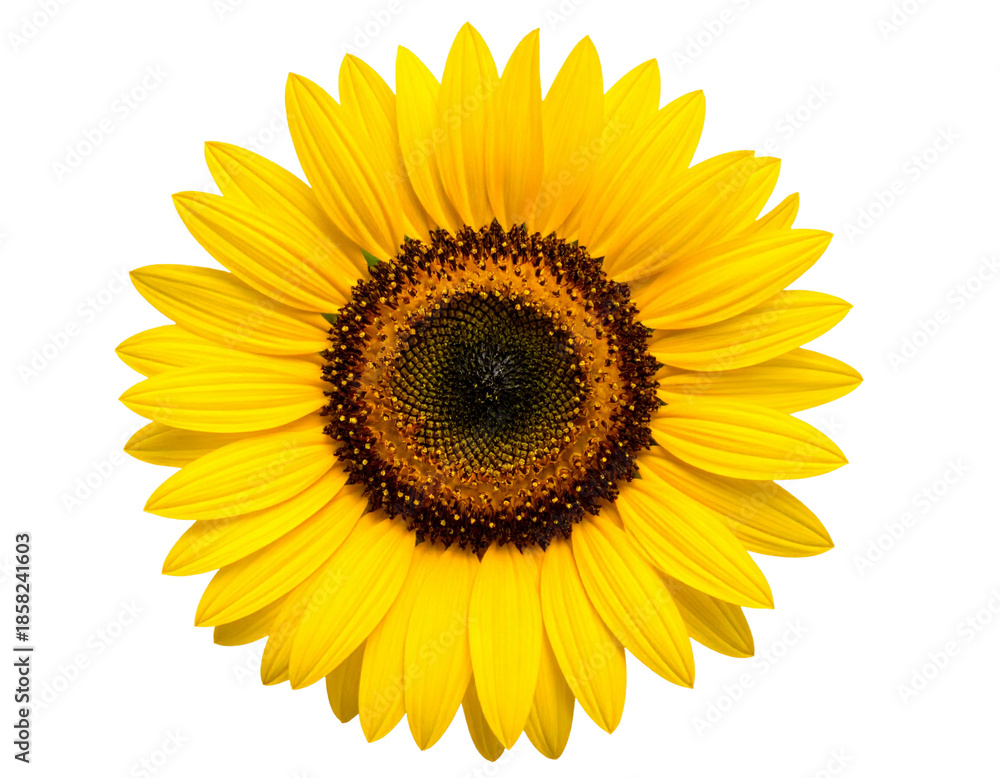 Fototapeta premium Firefly_Close-up image of beautiful blooming white flower isolated on transparent background - Firefly_Isolated image of a blooming sunflower on a png file at transparent background.