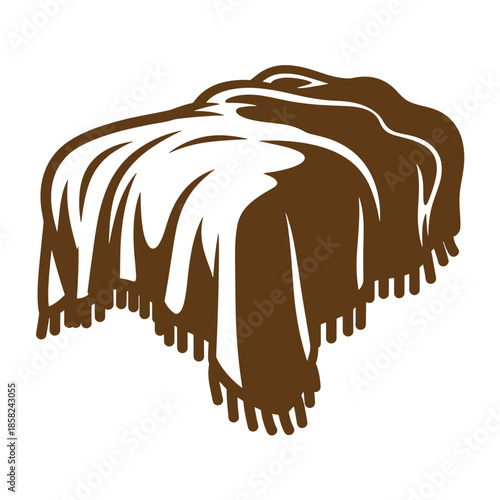 Vintage Brown shawl with tassels on the edges isolated on white background