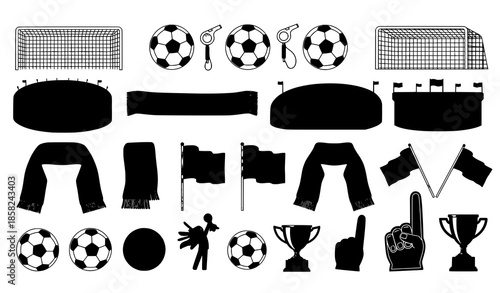 Flat cartoon Germany football championship fan set vector illustration isolated on white