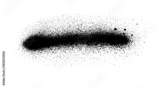 An amorphous black splotch with a spray paint effect. Features a dense, dark core that fades into a fine, grainy mist with soft, irregular edges.

