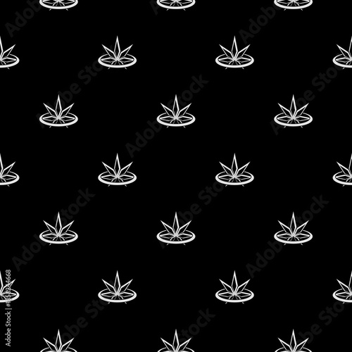 Marijuana cannabis icon seamless pattern isolated on black background