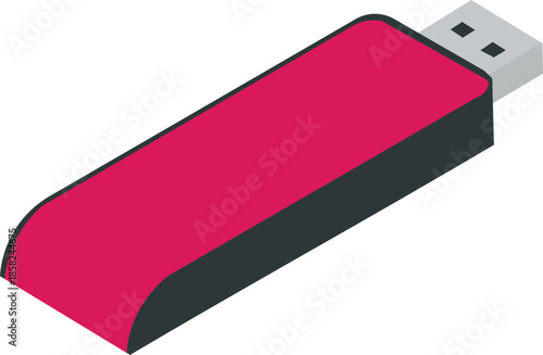 Modern USB flash drive vector illustration in clean flat style for technology and data storage