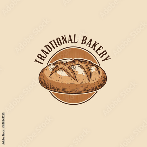 Artistic bakery logo showcasing fresh bread loaves with traditional bakery feel