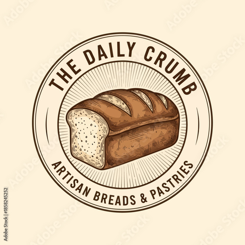 Vintage-style logo for the daily bread artisan bakery featuring fresh loaf