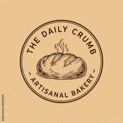 Hand-drawn artisan loaf logo for bakery emphasizing fresh baked bread
