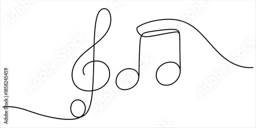 Elegant music notes in a beautiful continuous line drawing.