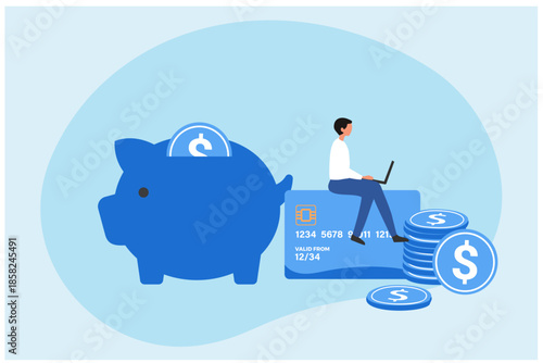 Banking, saving money, deposit, cash back. Vector illustration