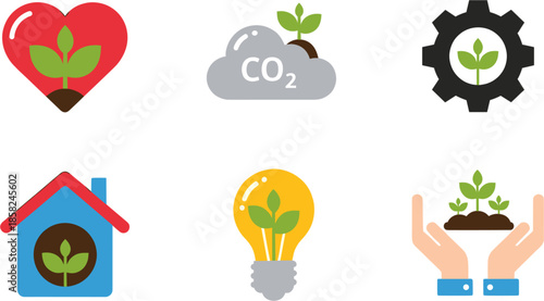 Eco-Friendly Home Solutions and Sustainable Living Icons
