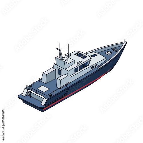 Modern Navy Patrol Boat Illustration.