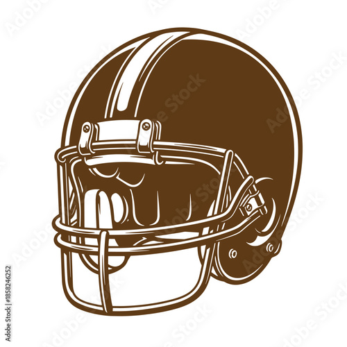 Vintage American football helmet with face guard and brown color  sports equipment
